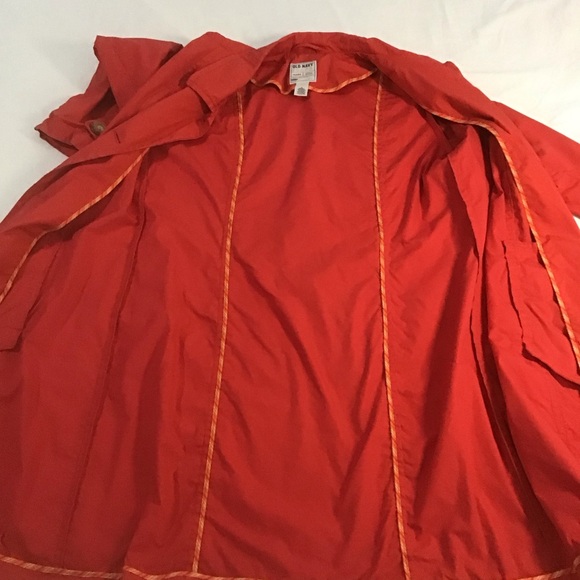 Old Navy Cotton Spring Coral Red Trench Coat, Vintage‎ Y2K, Size XL - Picture 5 of 9